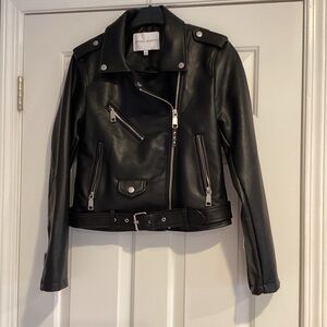 Rebecca Minkoff Black Motorcycle Faux Leather Jacket S